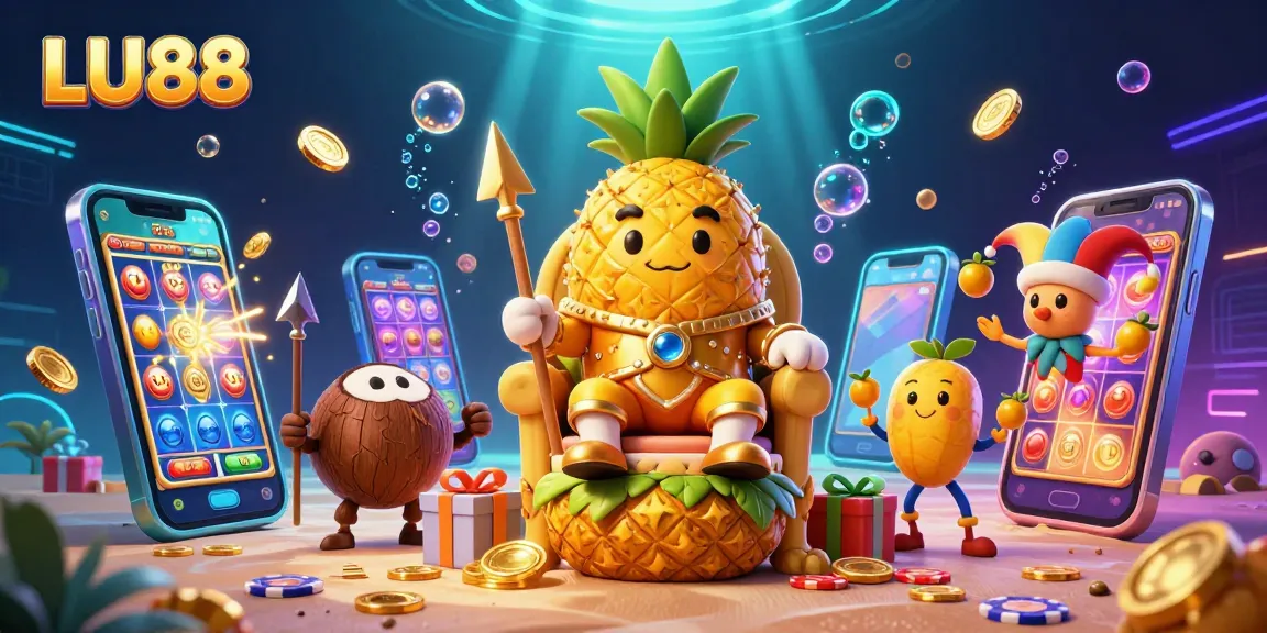 Experience thrilling games at LU88 Casino with exciting slots, poker chips, and vibrant characters.
