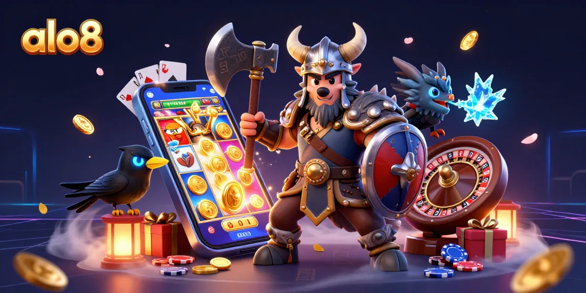 Spin and win at alo8 with vibrant 3D characters amidst golden casino elements in a dazzling scene.
