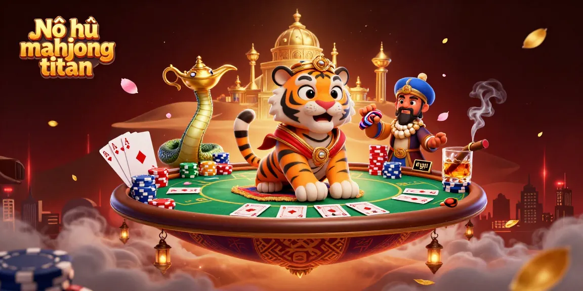 Nổ hũ mahjong titan with the vibrant tiger sultan and game elements in an engaging casino scene.