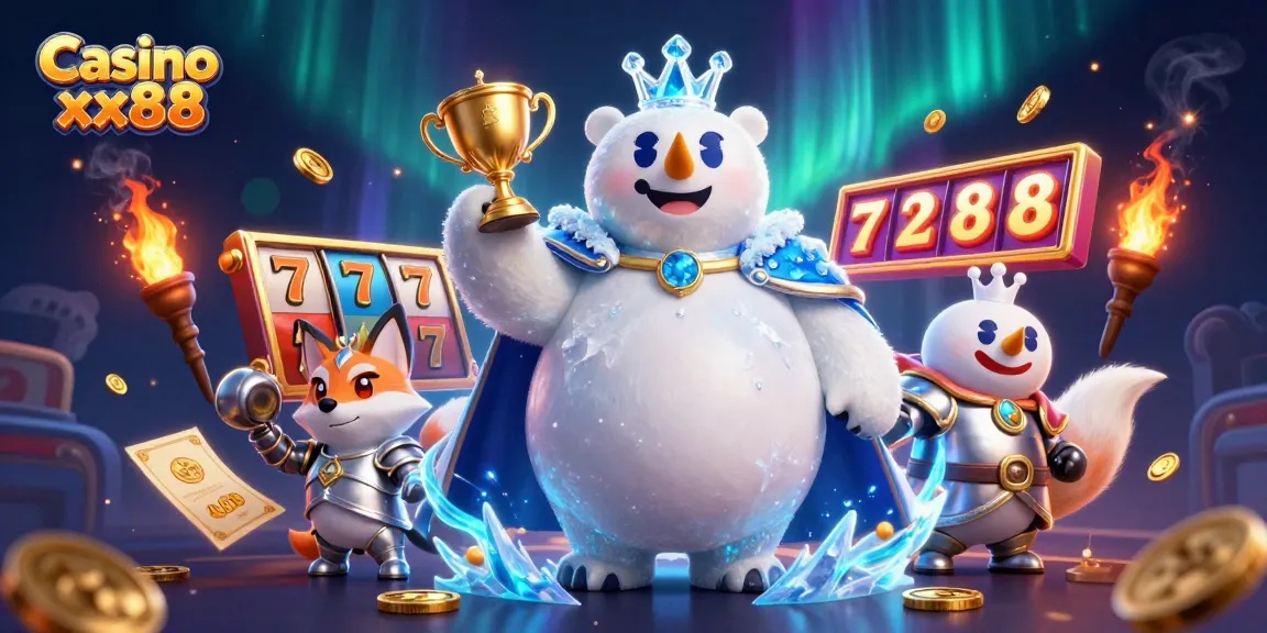 Experience thrilling gambling at Casino xx88 with a magical 3D scene showcasing polar elements and game excitement.